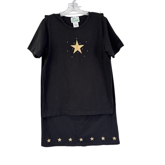 Quacker Factory Dresses & Skirts - Quacker Factory‎ Womens Star Embellished Top and Skirt Set Size M Black Nautical